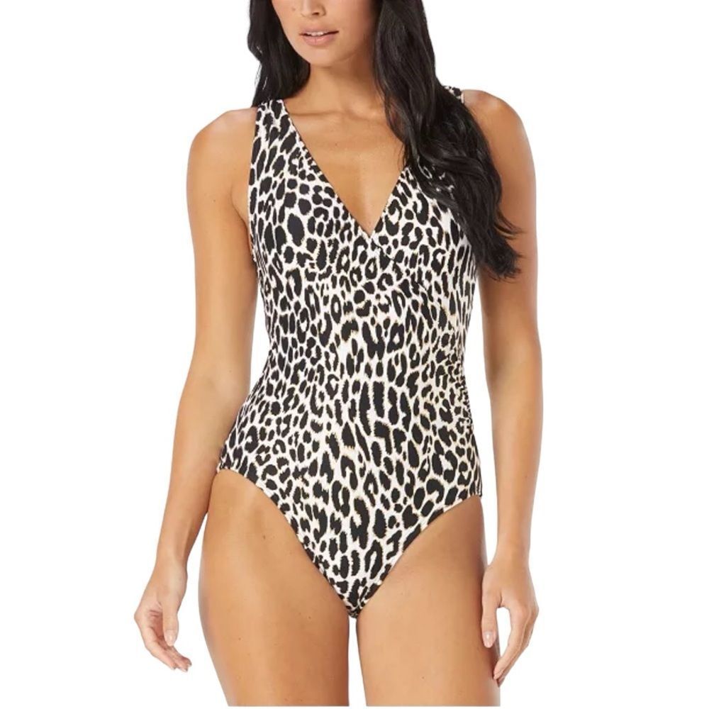 Carmen Marco Valvo Women’s Animal-Print Surplice One-Piece Swimsuit